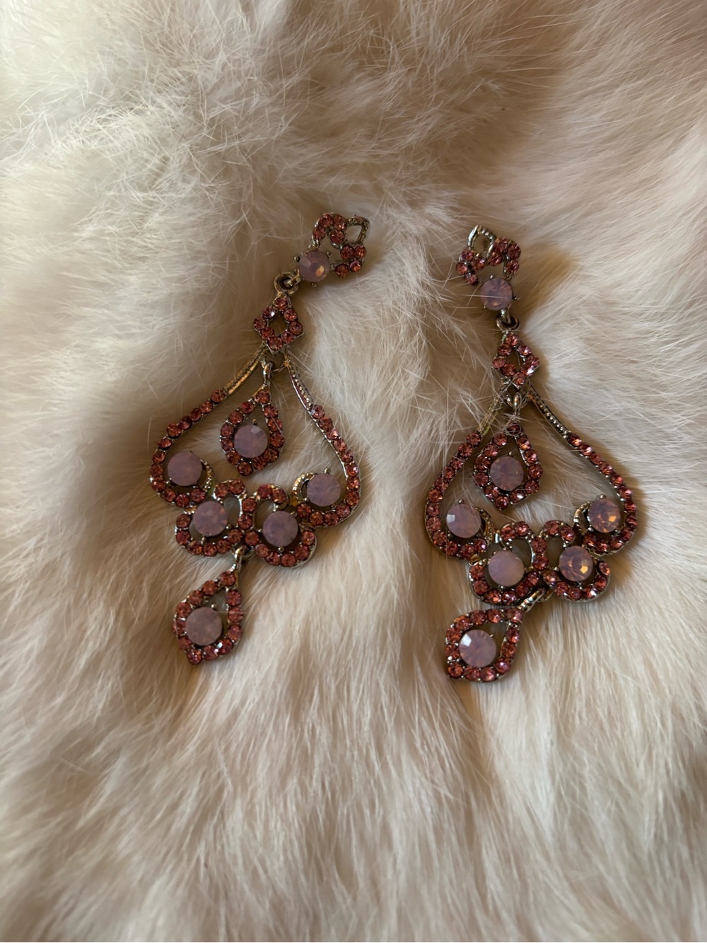 Elegant Pink Crystal Chandelier Earrings - Brand